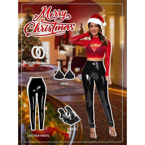 Women's Red Lingerie Imported Front Open Bodysuit Sexy Nightwear Pajamas Set - Picture 5 of 6